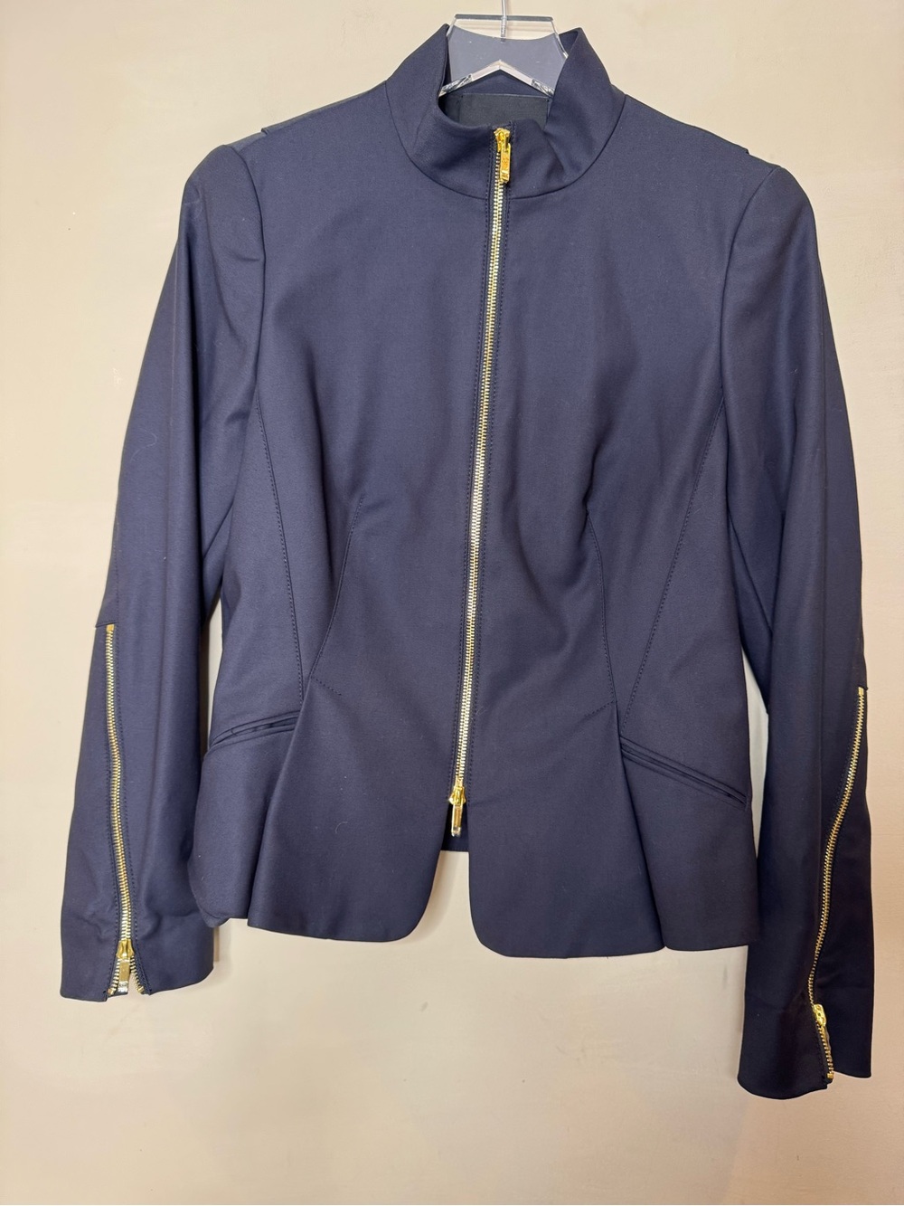 CARLISLE Navy Blue Zip Front Jacket Blazer | Size 6 like new condition - Picture 5 of 16